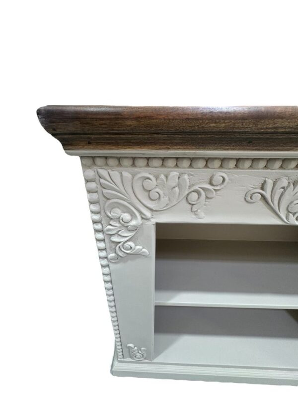 The Farmhouse Style Carved Solid Wood Display Media Cabinet