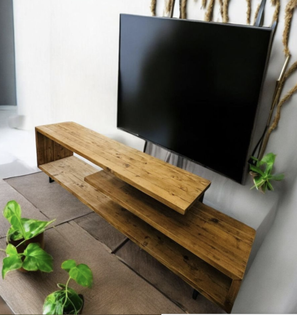 Elegant Solid Oak Wood TV Console Table